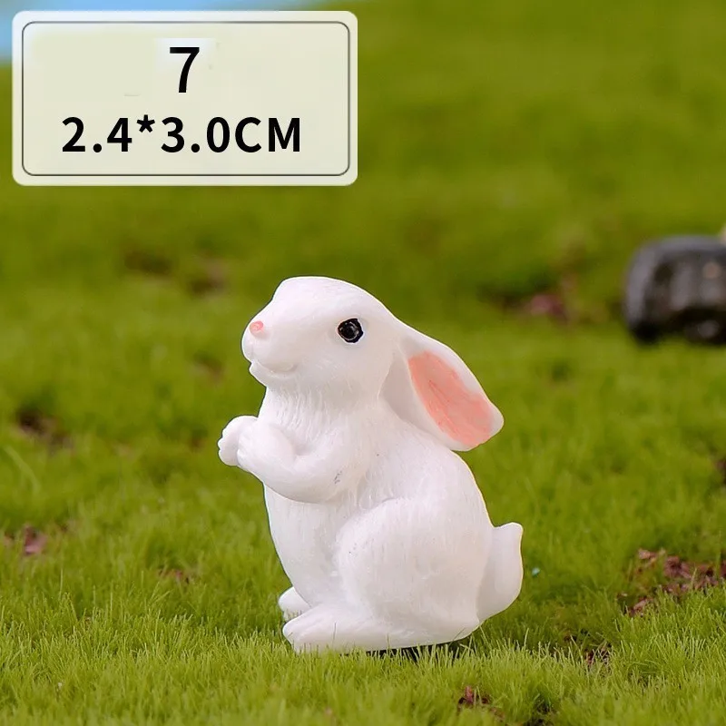 1 Pcs 12 Style Rabbit Easter Decoration Miniature Hare Animal Figurine Resin Craft Mini Bunny Garden Ornament DIY Accessories - Image 14