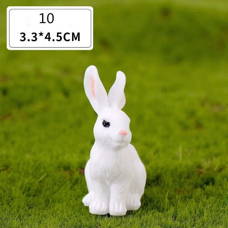 1 Pcs 12 Style Rabbit Easter Decoration Miniature Hare Animal Figurine Resin Craft Mini Bunny Garden Ornament DIY Accessories - Image 15
