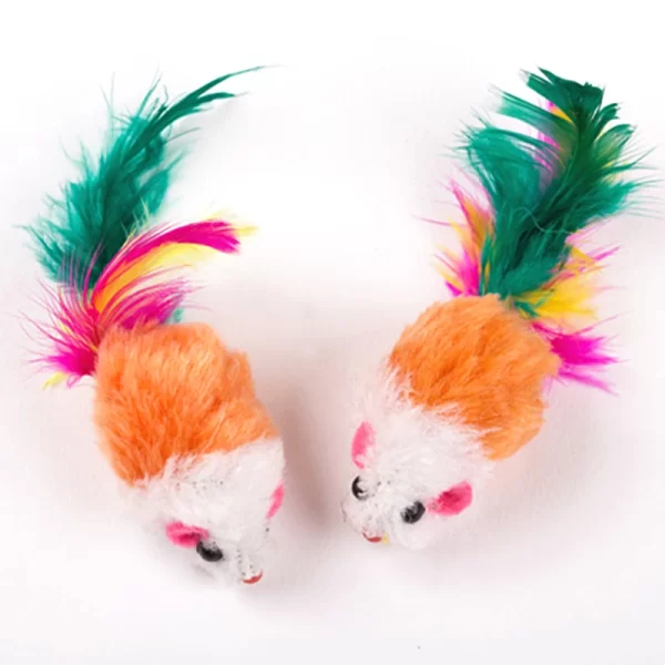 Cute Mini Soft Fleece False Mouse Cat Toys Colorful Feather Funny Playing Training Toys For Cats Kitten Puppy Pet Supplies - Image 5