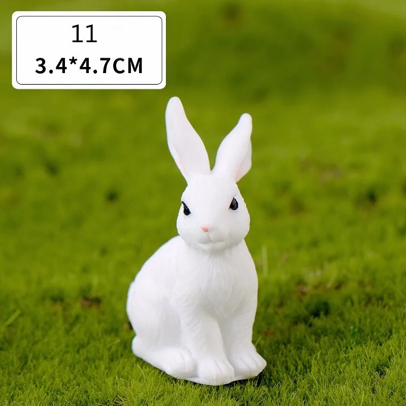 1 Pcs 12 Style Rabbit Easter Decoration Miniature Hare Animal Figurine Resin Craft Mini Bunny Garden Ornament DIY Accessories - Image 18