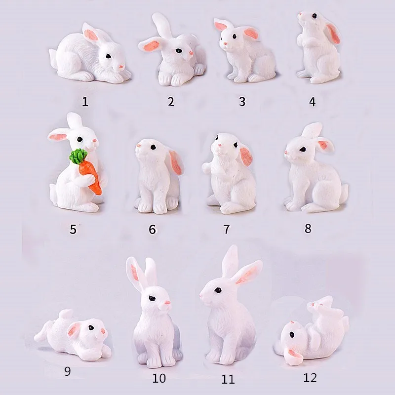 1 Pcs 12 Style Rabbit Easter Decoration Miniature Hare Animal Figurine Resin Craft Mini Bunny Garden Ornament DIY Accessories - Image 6