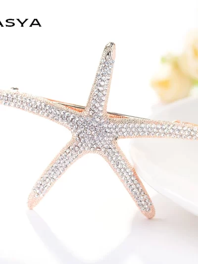 EASYA New Fashion Full Crystal Starfish Hairpin Hair Barrettes Accessories Large Rhinestone Hair Clips Headwear For Women Girls