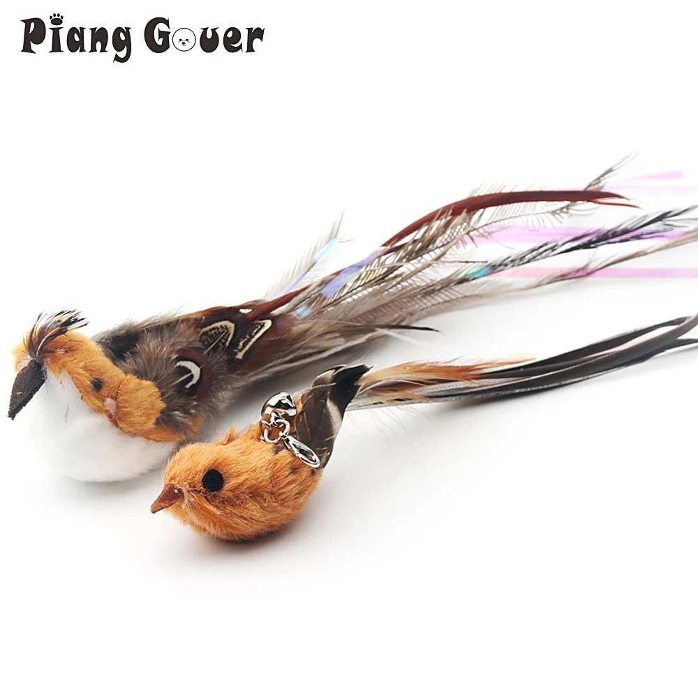2PCS Fake Bird Accessories oF Funny Cat Stick Feather Cat Toy Cat Teaser Stick DIY Pet Toy