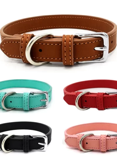 Affordable Comfort Dog Cat PU Leather Collar Adjustable Pet Accessories for Small Dogs Puppy Mascotas Supplies collier chien