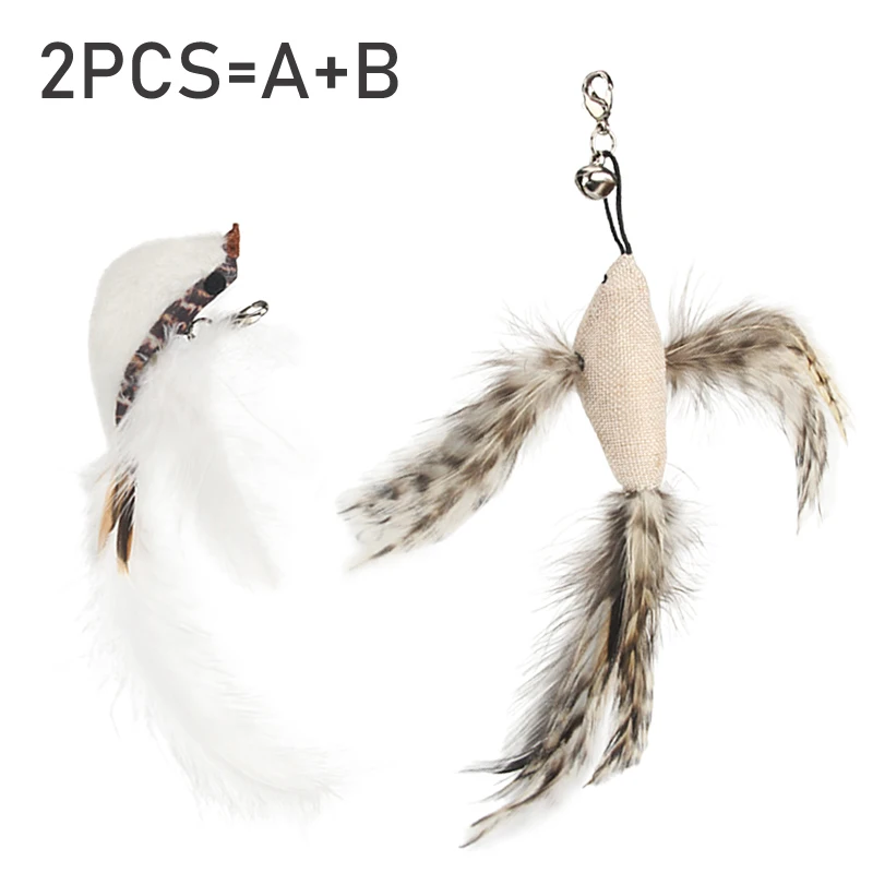 2PCS Fake Bird Accessories oF Funny Cat Stick Feather Cat Toy Cat Teaser Stick DIY Pet Toy - Image 8