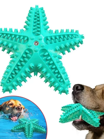 Dog Chew Toys Squeaky Dog Toys Dog Water Floating Toys Starfish Natural Tooth Brush Teeth Cleaning Toy for Small Medium Dog