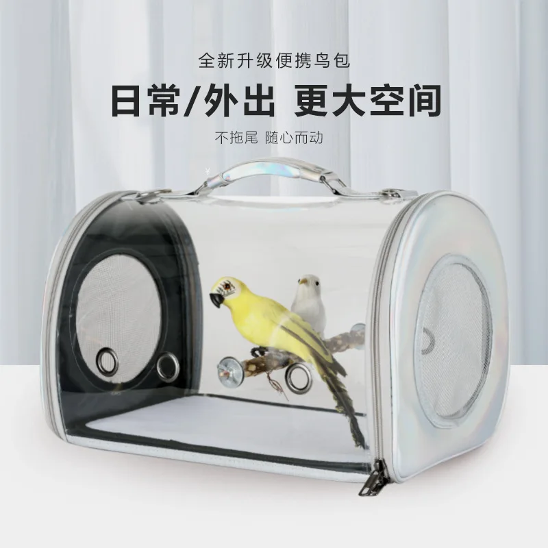 Portable Clear Bird Parrot Transport Cage Breathable Bird Carrier Travel Bag Small Pet Rabbit Guinea Pig Chinchilla Outdoor Bag - Image 7