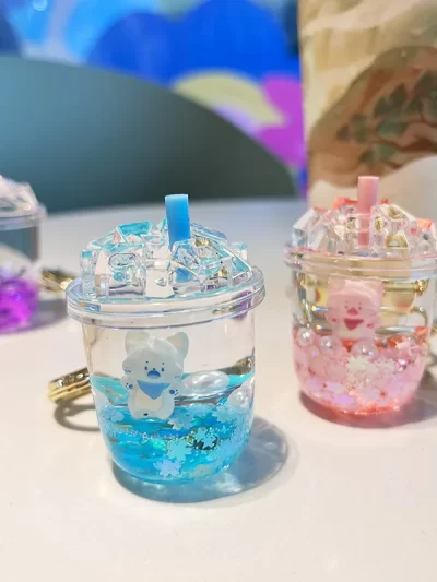 keychain cup Bubble Tea Cup Keychain Small Boba Milk Tea Cup Keyring Kawaii School Bag Pendant For Girl Cute Key Accessories