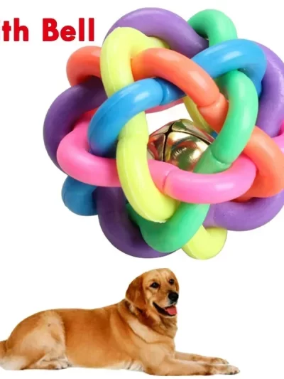 5cm/7.5cm Dog Rainbow Ball Toys Pet Cat Toy Toy For Interactive Chewing Playing Rubber with Small Bell