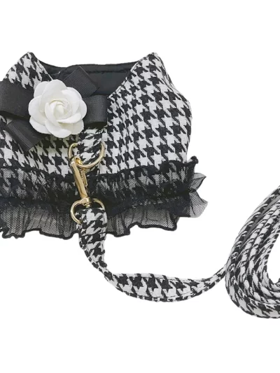Designer Dog Harness and Leash Set for Small Medium Dogs Cats Walking, Puppy Lace Vest Harness York Chihuahua Pet Accessories