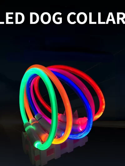 LED Pet Luminous Collar USB Charging Collar Teddy Anti Lost Collar Dog Cat Accessories Supplies