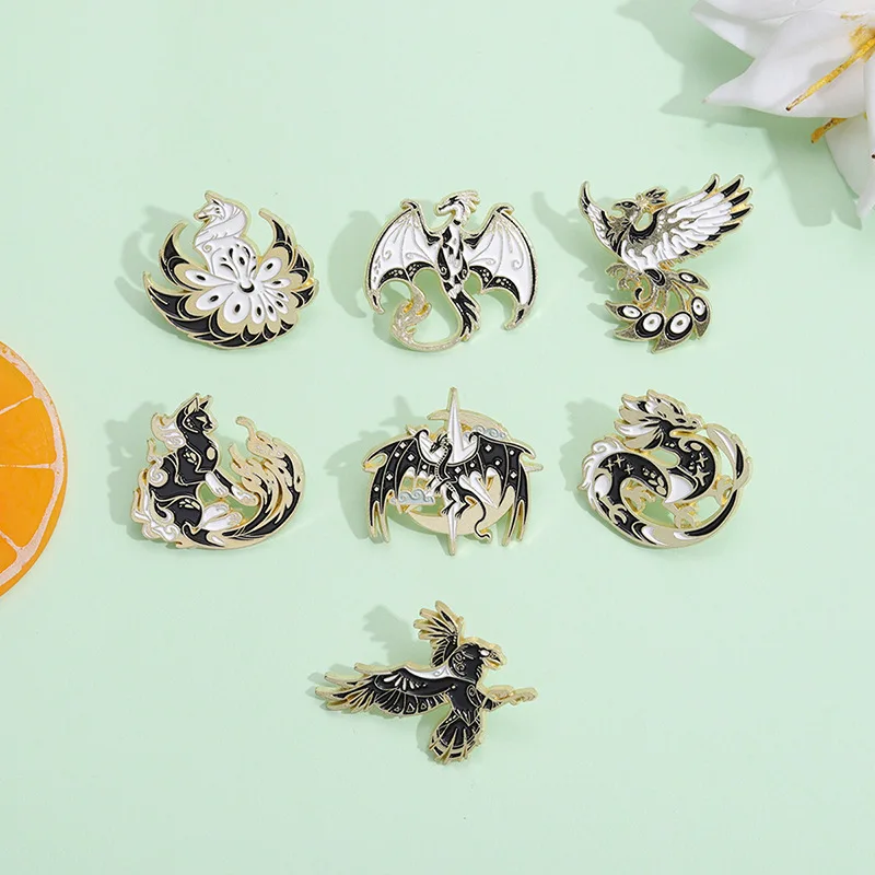 Dragon Birds Animals Enamel Pin Lapel Metal Gifts Backpack Hat Friends Brooch Badge Jewelry Accessories Wholesale