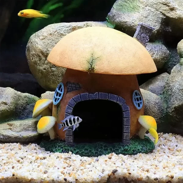 Aquarium Decoratations Fish Tanks Accessories for Fish Shrimp Hiding Shelter Simulation PVC Mini Mushroom Conch House Ornaments - Image 2