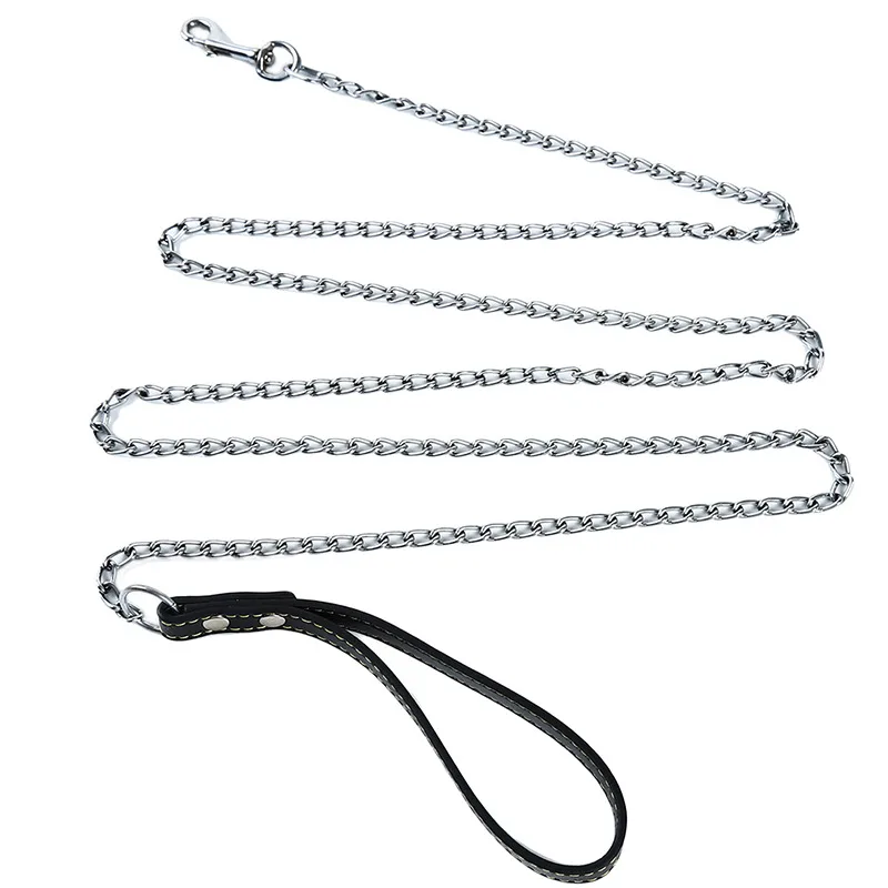Durable Anti-Bite Metal Dog Chain Lead For Small Medium Large Dog Chain Leash Handle Leads PU Leather Iron Chain Pet Accessories - Image 6