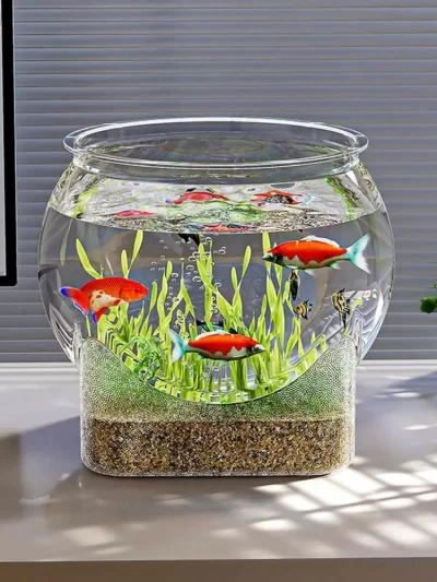 Clear Fish Tank Resistant Falling Round Desktop Aquarium Multifunctional Durable Ornamental Fish Decor