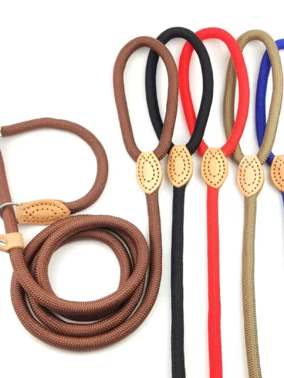Dog Leash Slip Rope Lead Leash Heavy Duty Braided Rope Adjustable Loop Collar Training Leashes for Small Medium  Dogs
