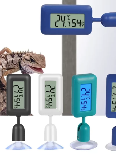 Digital Reptile Thermometer Hygrometer with Suction Cup Temperature Humidity Meter for Terrarium Reptile Accessories