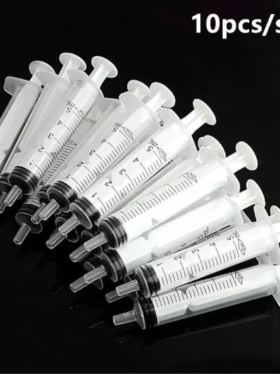 10pcs Disposable Plastic 5ml Injector Syringe No Needle for Lab Nutrient Measuring Small Pet Food Feeder (Without Needle) 2024