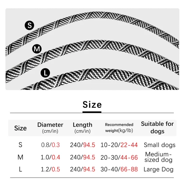 S/M/L Reflective Nylon Leashes Pet Dogs Chain Traction Rope Leads for Running Free Hands Rope Chain for Small Large Dogs Walking - Image 2