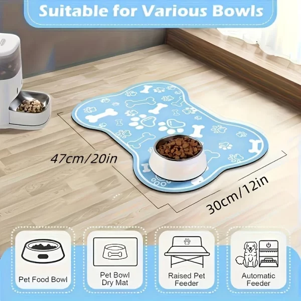 Pet Feeding Mat - Non slip, Scratch resistant, Quick drying Pet Meal Mat, Suitable for Dogs and Cats - Easy to Clean - Image 2