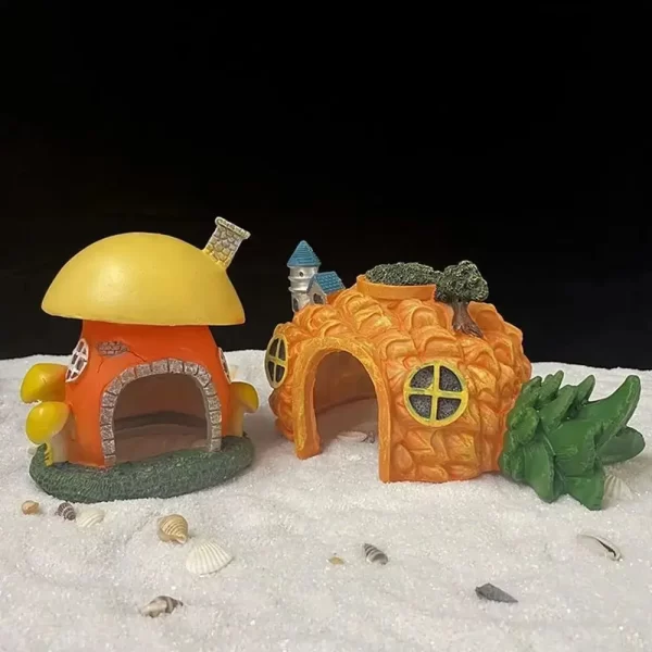 Aquarium Decoratations Fish Tanks Accessories for Fish Shrimp Hiding Shelter Simulation PVC Mini Mushroom Conch House Ornaments - Image 3