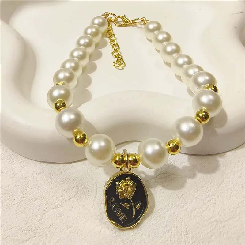 Pet Collar Adjustable Pearl Cat Collars Cute Rose Flower Kitten Puppy Necklace Pet Product Cat Dog Accessories - Image 7