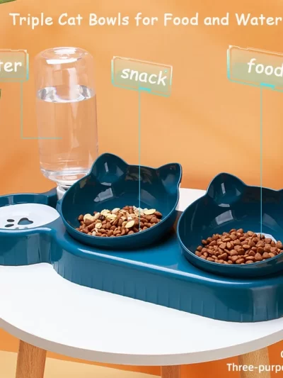 Cat Bowl Cat Food Bowl Double Bowl Neck Protection Automatic Drinking Bowl Anti Overturning Cat Food Rice Bowl Pet Supplies