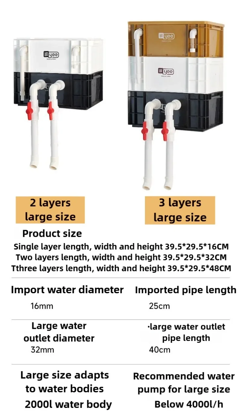 External Aquarium Fish Tank Filter System Water Circulation Filter Bucket Fish Pond Filter Box Outside Pet Accessories Equipment - Image 18
