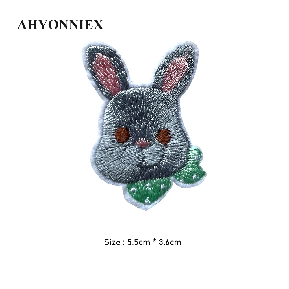 10 Pieces White and Grey Rabbit Parches for Kids Clothes DIY Cute Stickers Embroideried Iron On Patches - Image 5