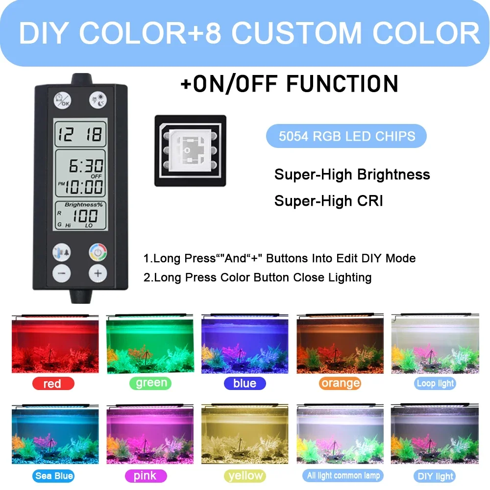 30-60cm Aquarium 24/7 Full Spectrum Lighting LED Light With Thermometer And Memory Function Fish Tank Plant Lamp IP68 100V-240V - Image 2