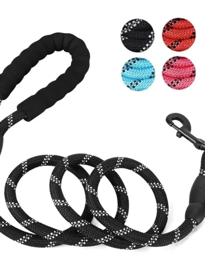 3/5m Rope Dog Leash with Soft Padded Handle Highly Reflective Heavy Duty Dog Rope Leash for Small Medium Large Dog Accessories