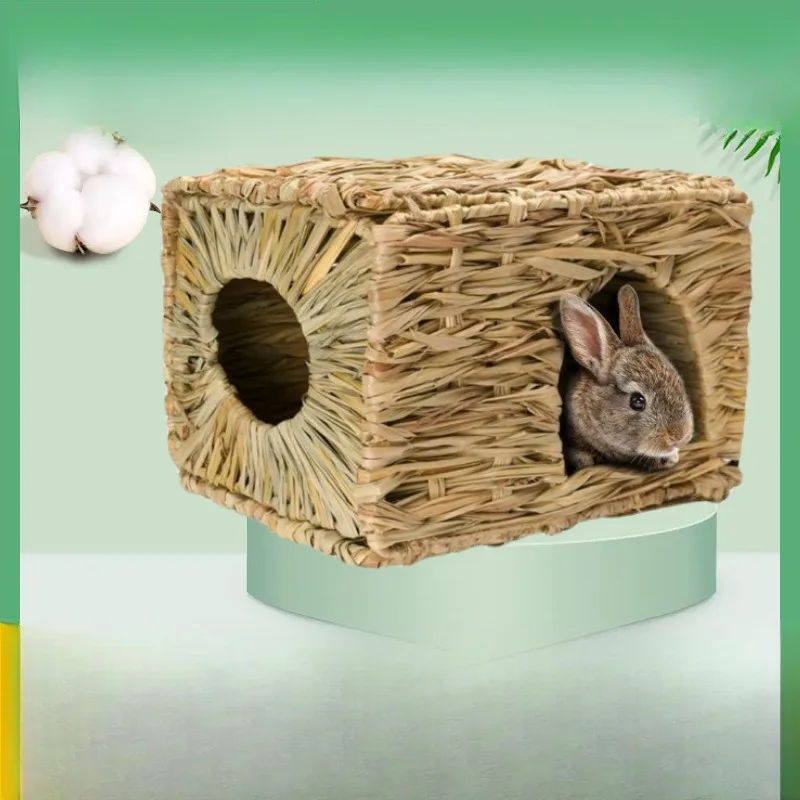Extra Large Grass House for Rabbit Small Animal Hut Play Hideaway Bed Hay Mat Chew Toy for Bunny Guinea Pig Hamster Chinchilla - Image 4