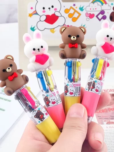 4 pcs/lot Cartoon Love Rabbit Bear 4 Colors Ballpoint Pen Mini Korean Stationery Pens For Writing Cute School Office Supply