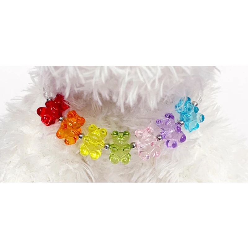 Cute Bear Chain Accessories for Cats Dopamine Colorized Pet Dog Necklace Adjustable Summer Fancy York Chihuahua Dog Neck Wear - Image 4