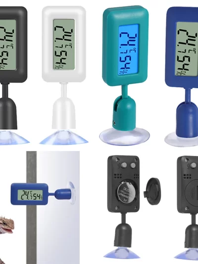 Reptile Thermometer Hygrometer with Suction Cup Digital Temperature Humidity Meter for Terrarium Reptile Accessories