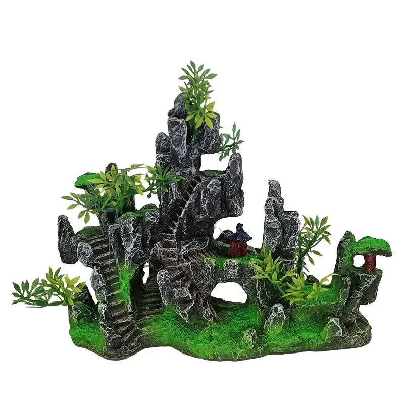 Rockery Aquarium Accessories Fish Tank Decoration Landscaping Resin Ornaments Landscape Rock Hiding Cave Tree Home Decorations - Image 6