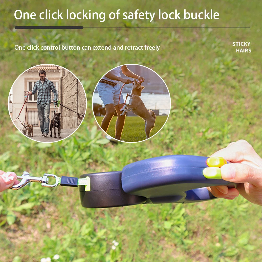 Dual Retractable Pet Dog Safe Rope With Led Lights Wear Lightweight Adjustables Cat Dog Walk Running Leads Pet Accessories - Image 2