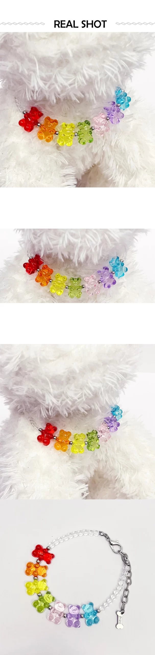 Cute Bear Chain Accessories for Cats Dopamine Colorized Pet Dog Necklace Adjustable Summer Fancy York Chihuahua Dog Neck Wear - Image 10