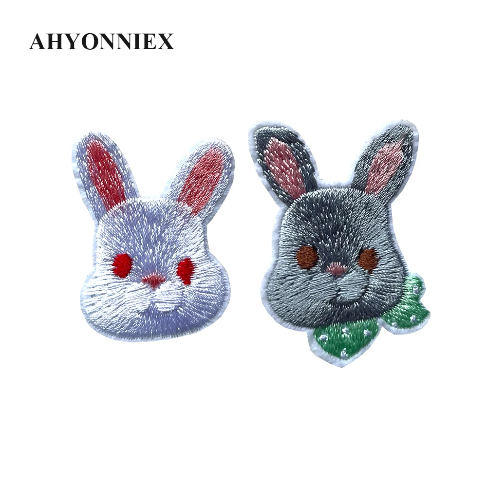 10 Pieces White and Grey Rabbit Parches for Kids Clothes DIY Cute Stickers Embroideried Iron On Patches - Image 6