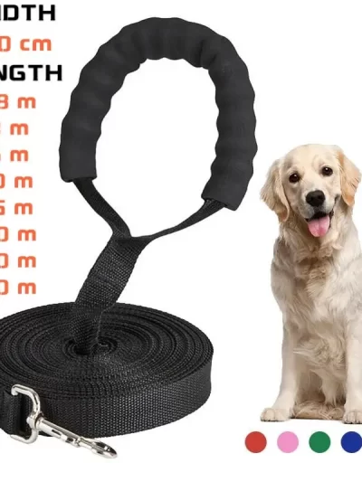 Long Nylon Leash with Comfortable Sponge Handle for Dogs Lanyard Outdoor Training Walk 1.8m 3m 6m 10m 15m 20m 30m 50m Dog Lead