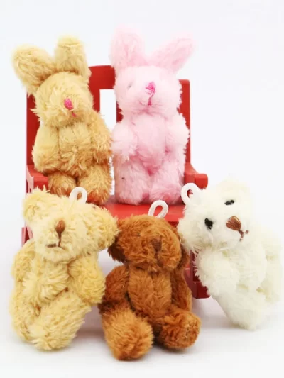 1/6 Dollhouse Fur Bunny Bear Rabbit Mini Animal Miniature Simulation Model Scene Toys Shooting Props Decoration Kids Home Decor