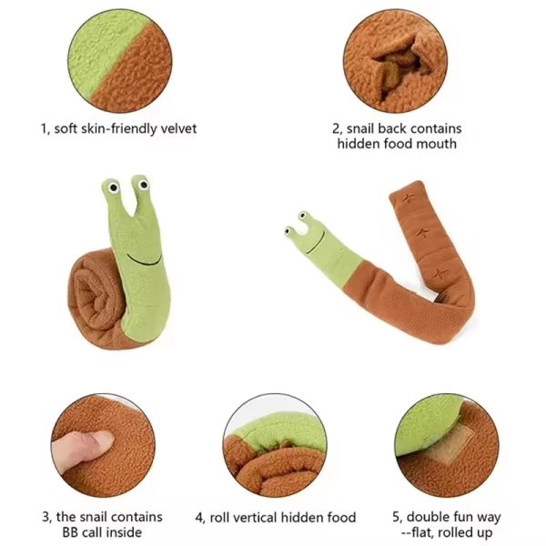 Dog Squeak Toys Pet Sniffing Plush Snails Toys Tibetan Food Molar Puzzle Dog Toys Interactive Dog Puzzle Toy Feeder Pet Supply - Image 5