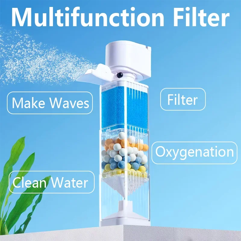 Fish Tank 3-In-1 Filter Aquarium Silent Filter Water Purification Circulation Pump Built-In Submersible Pumps Fish Tank Filter