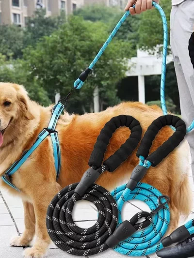 Strong Pet Leash Reflective Large Small Dog With Comfortable Padded Handle Double Heavy  Traction Rope Enhance Safety And Contr