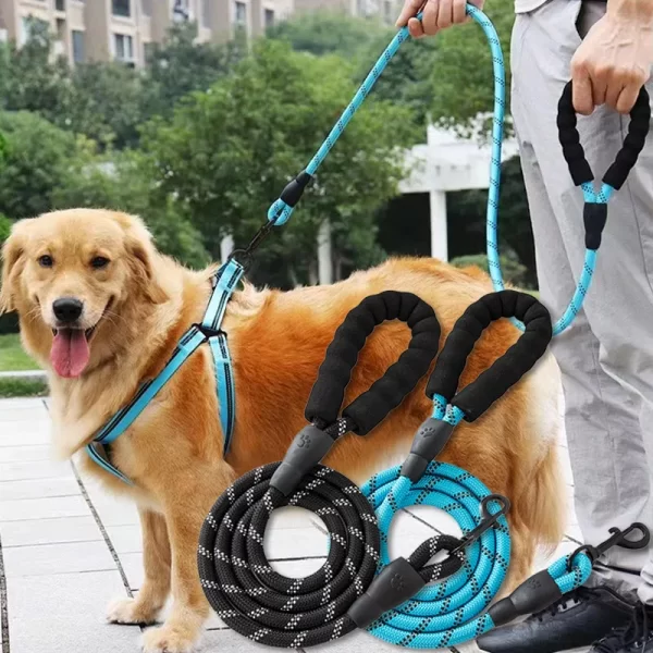 Strong Pet Leash Reflective Large Small Dog With Comfortable Padded Handle Double Heavy  Traction Rope Enhance Safety And Contr