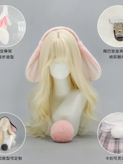 Headband for Hair Rabbit Ear Lolita Cosplay Hair Accessories Plush Japanese Style Lolita Hair Accessories Y2K Accessories