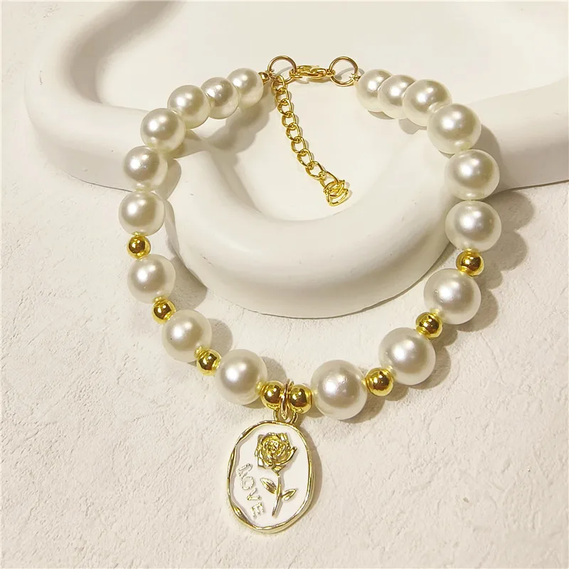 Pet Collar Adjustable Pearl Cat Collars Cute Rose Flower Kitten Puppy Necklace Pet Product Cat Dog Accessories - Image 8