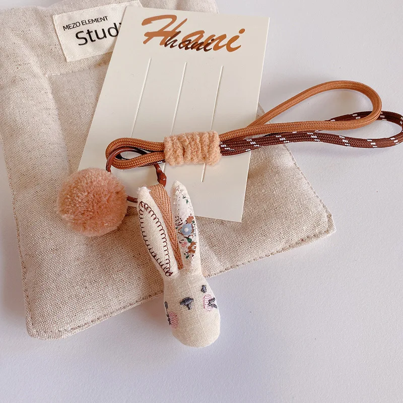 Cute Rabbit Fabric Keychain Handmaking Fabric Animal Doll Keyrings Kawaii Puppy Bag Pendant Keyrings Wholesale Keys Accessories - Image 7