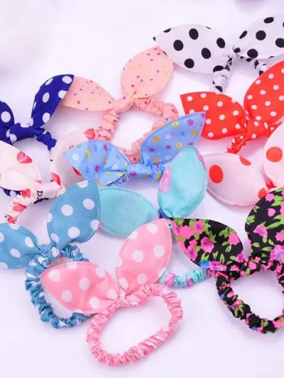 10Pcs/lot New Rabbit Ear Hair Rings Children's Hair Accessories