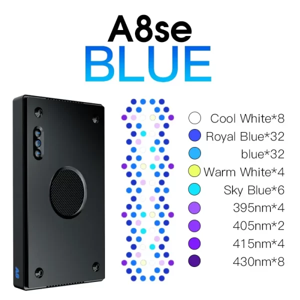 A8se II Max & Blue 240W WiFi-Enabled APP-Controlled LED Light for Saltwater Aquariums Ideal for SPS & LPS Corals - Image 10